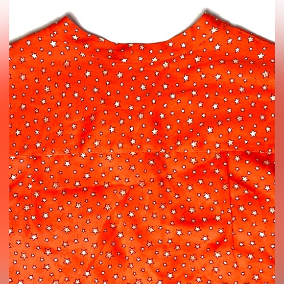 J. Crew Women's Orange Silk Long Sleeve Button Up Star Print Top/Blouse Size 2 - Picture 6 of 12
